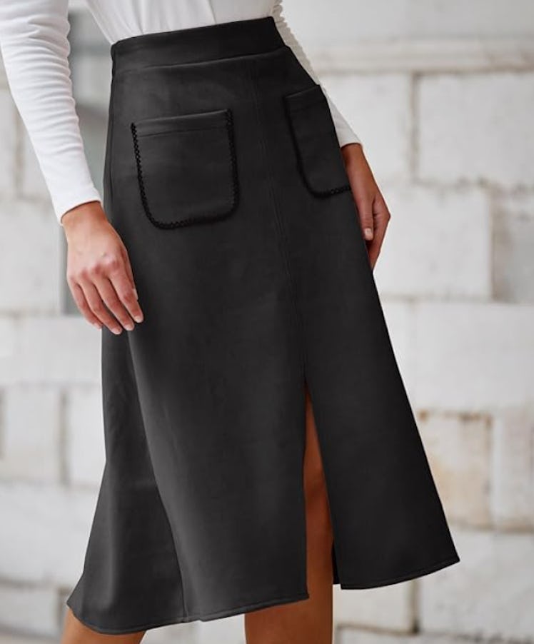 Happy Sailed Faux Suede Midi Skirt