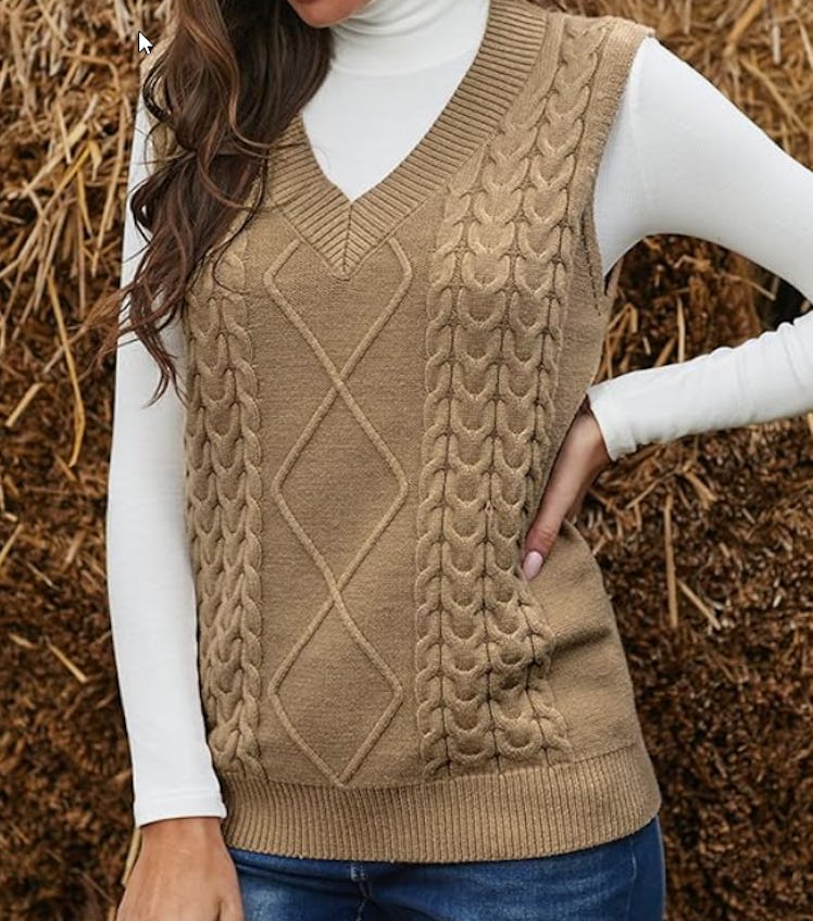 EVALESS Oversized V-Neck Sweater Vest