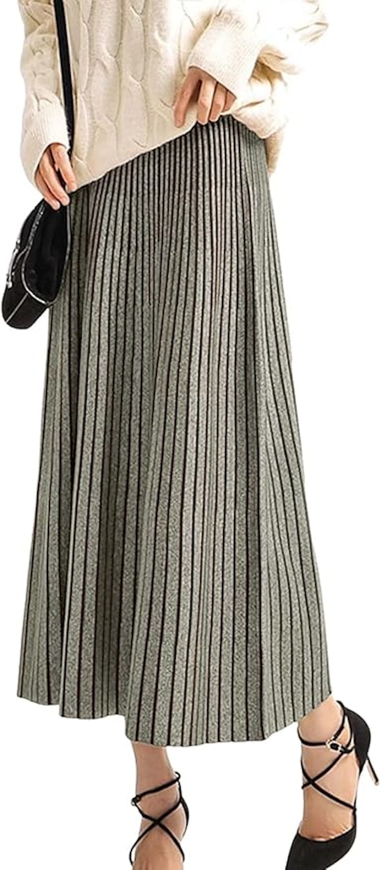 CHARTOU Winter Reversible Pleated Midi Skirt