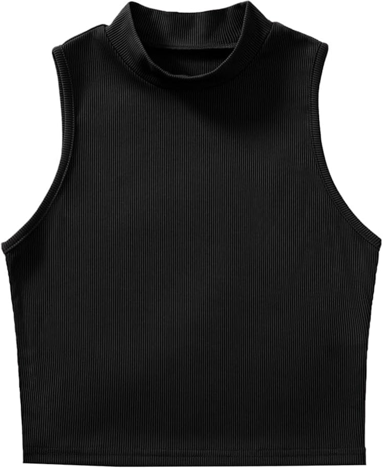 Verdusa Sleeveless Mock-Neck Crop Top