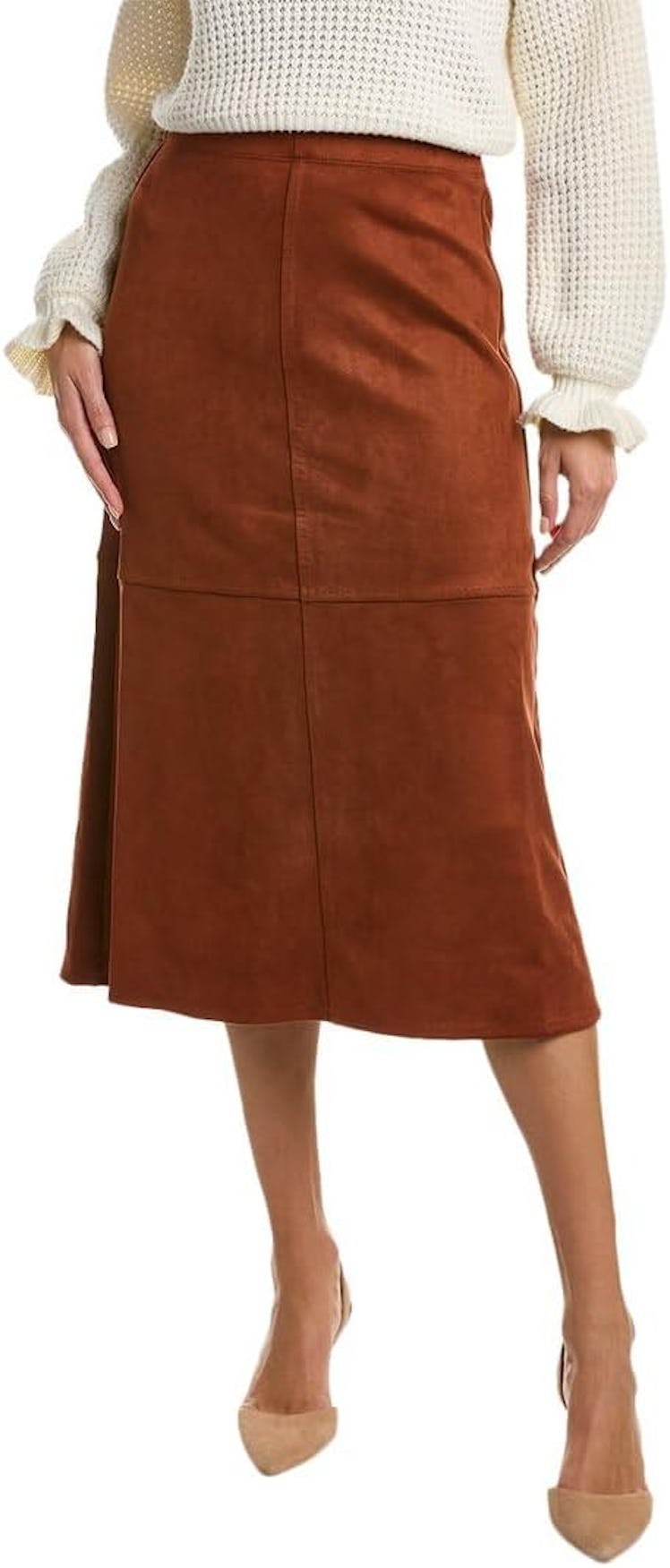 Max Studio Faux Suede Midi Skirt