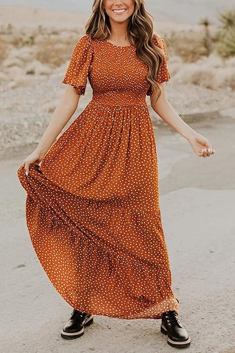 Kranda Short-Sleeve Smocked Maxi Dress