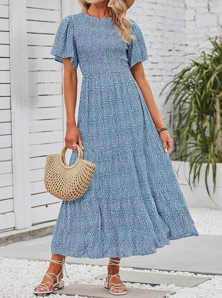 ZESICA Flutter Sleeve Maxi Dress