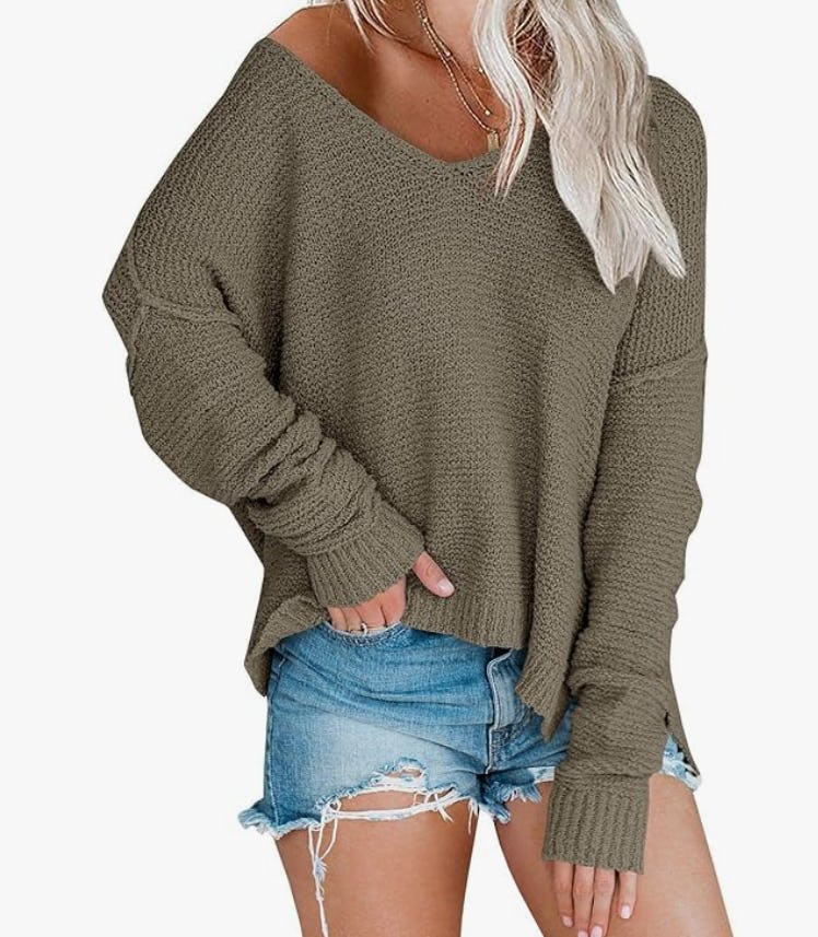 LAICIGO Off-Shoulder Knit Sweater