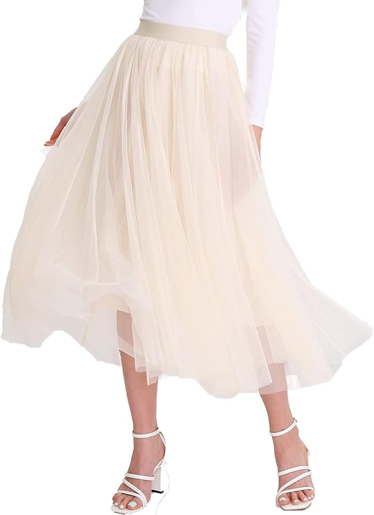 Mliyasan Tulle Midi Skirt 