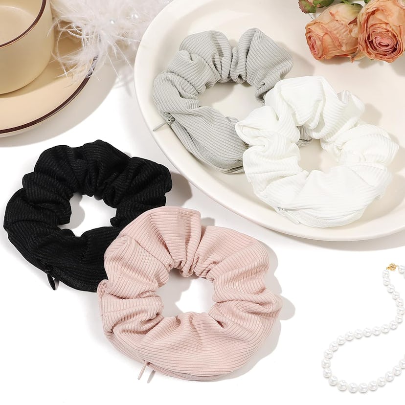 Ivyu Scrunchie Hair Tie with Zipper  (4-Pack)