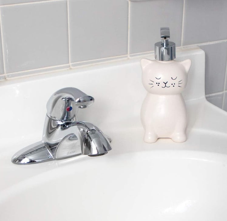 Isaac Jacobs White Ceramic Cat Soap Dispenser 