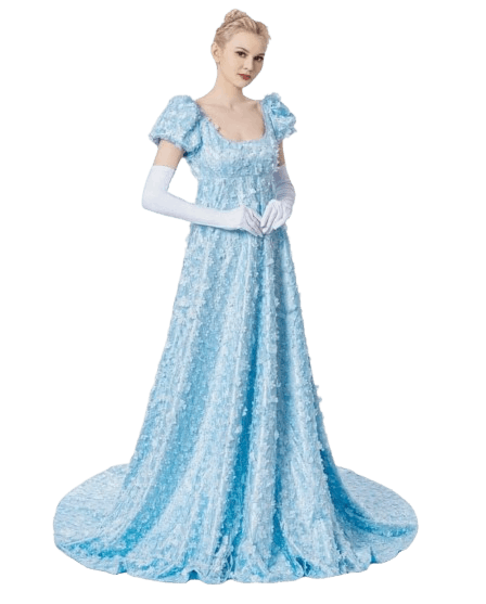 Blue Lace Regency Dress
