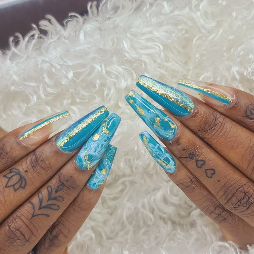 Aquamarine manicure for Aries