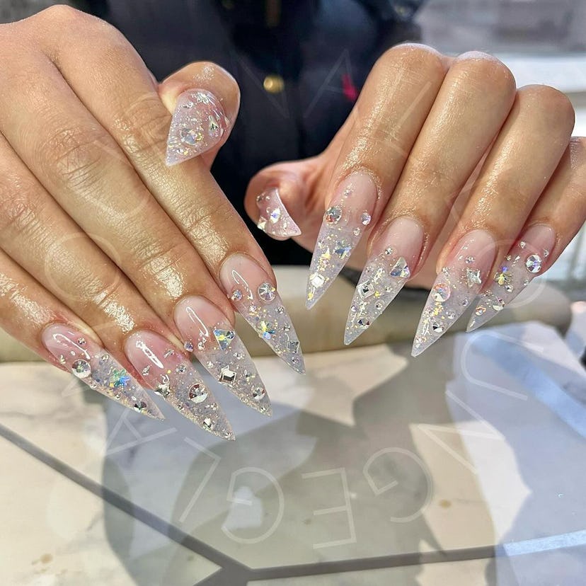 Diamond birthstone manicure for Aries