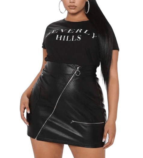 PYL Women’s Plus Size Faux Leather Skirt