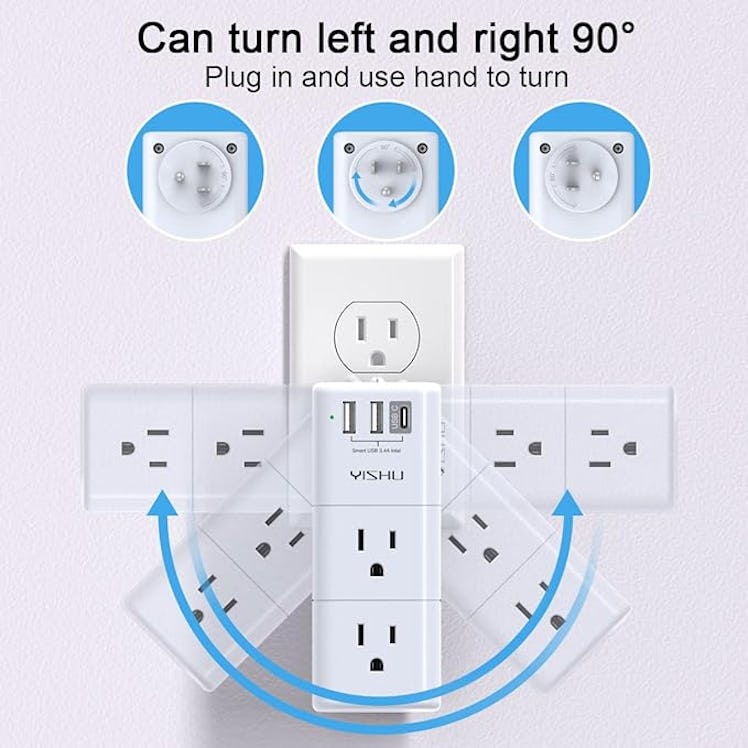 Rotating Plug Outlet Extender with 6 outlets & 3 USB Ports