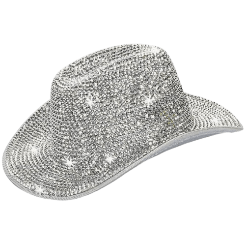 Silver Rhinestone Cowboy Hat