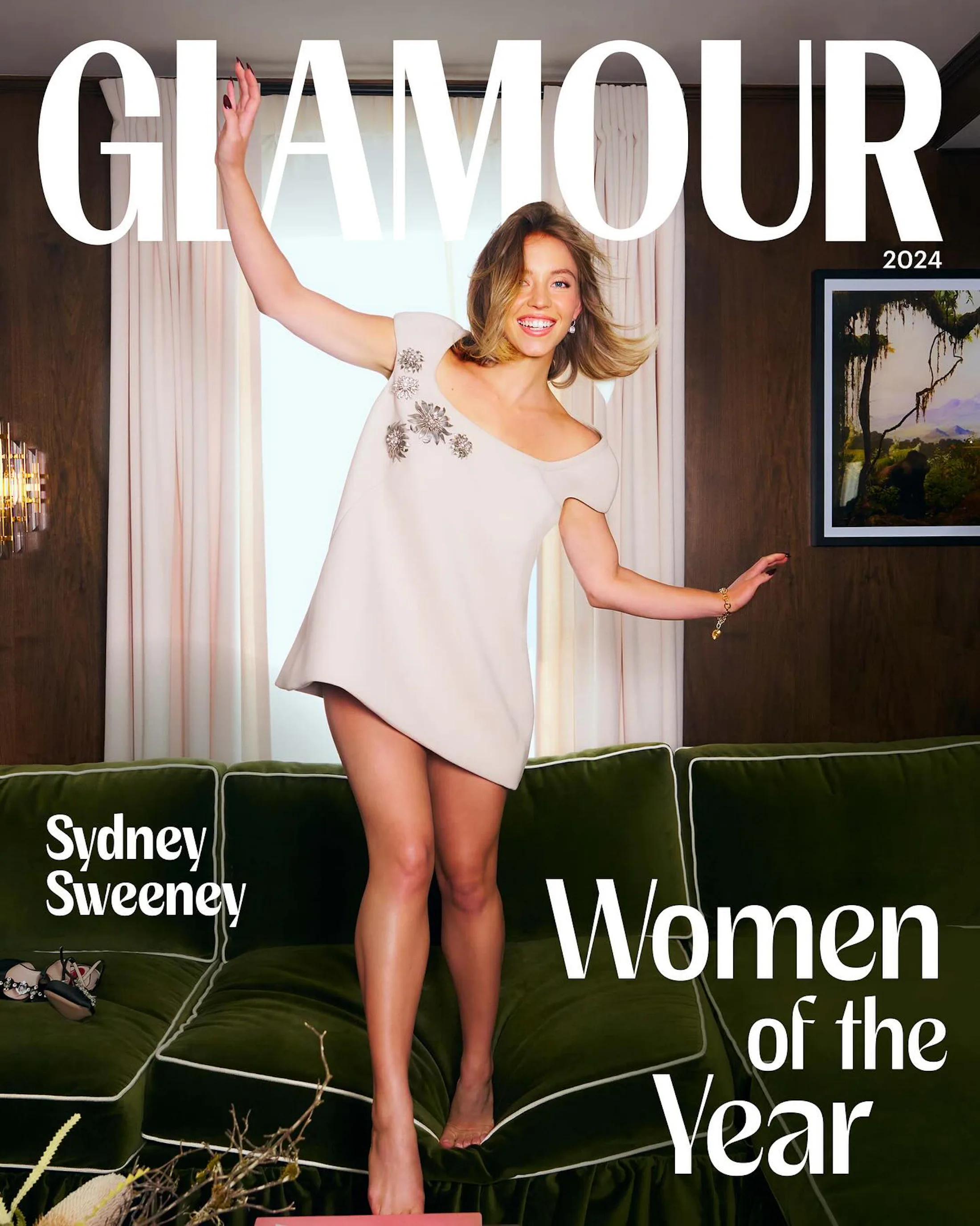 Sydney Sweeney Wore A Miu Miu Mini Dress On Her 'Glamour' Cover