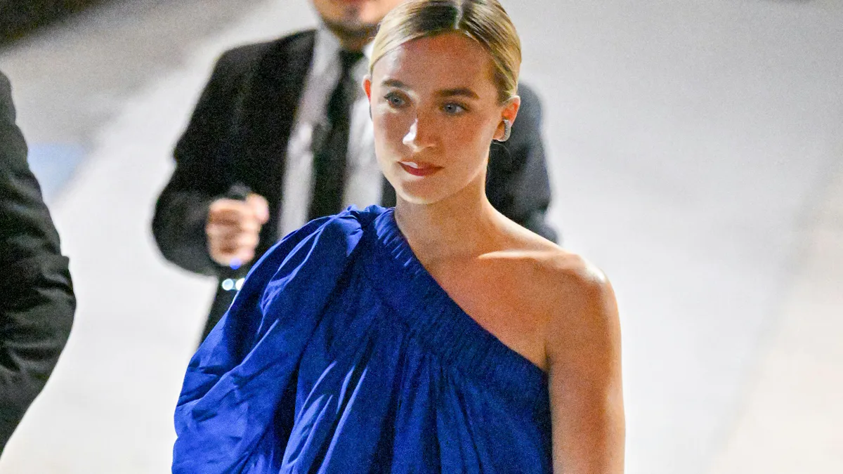 saoirse ronan blue mini dress Saoirse Ronan Wears Asymmetrical Dress to The Outrun Premiere
