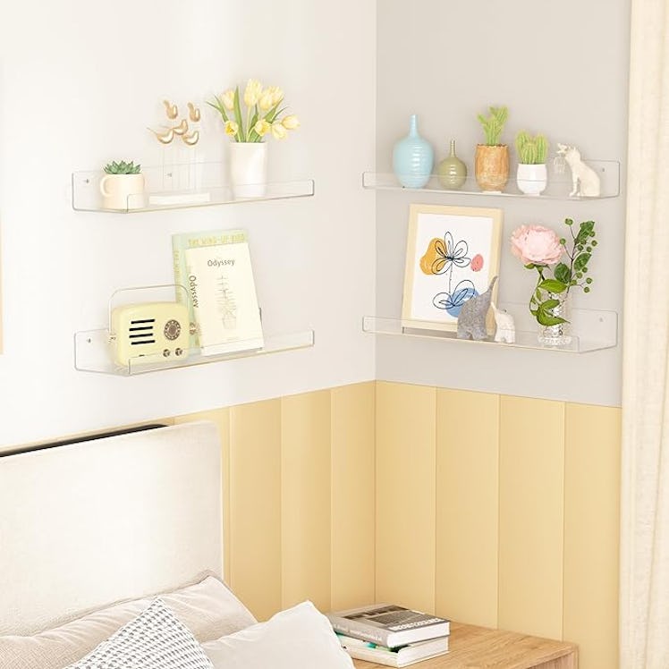 upsimples Acrylic Wall Shelves (4-Pack)