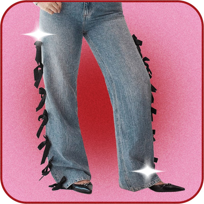 Alice + Olivia Weezy Full-Length Jeans With Side Bows