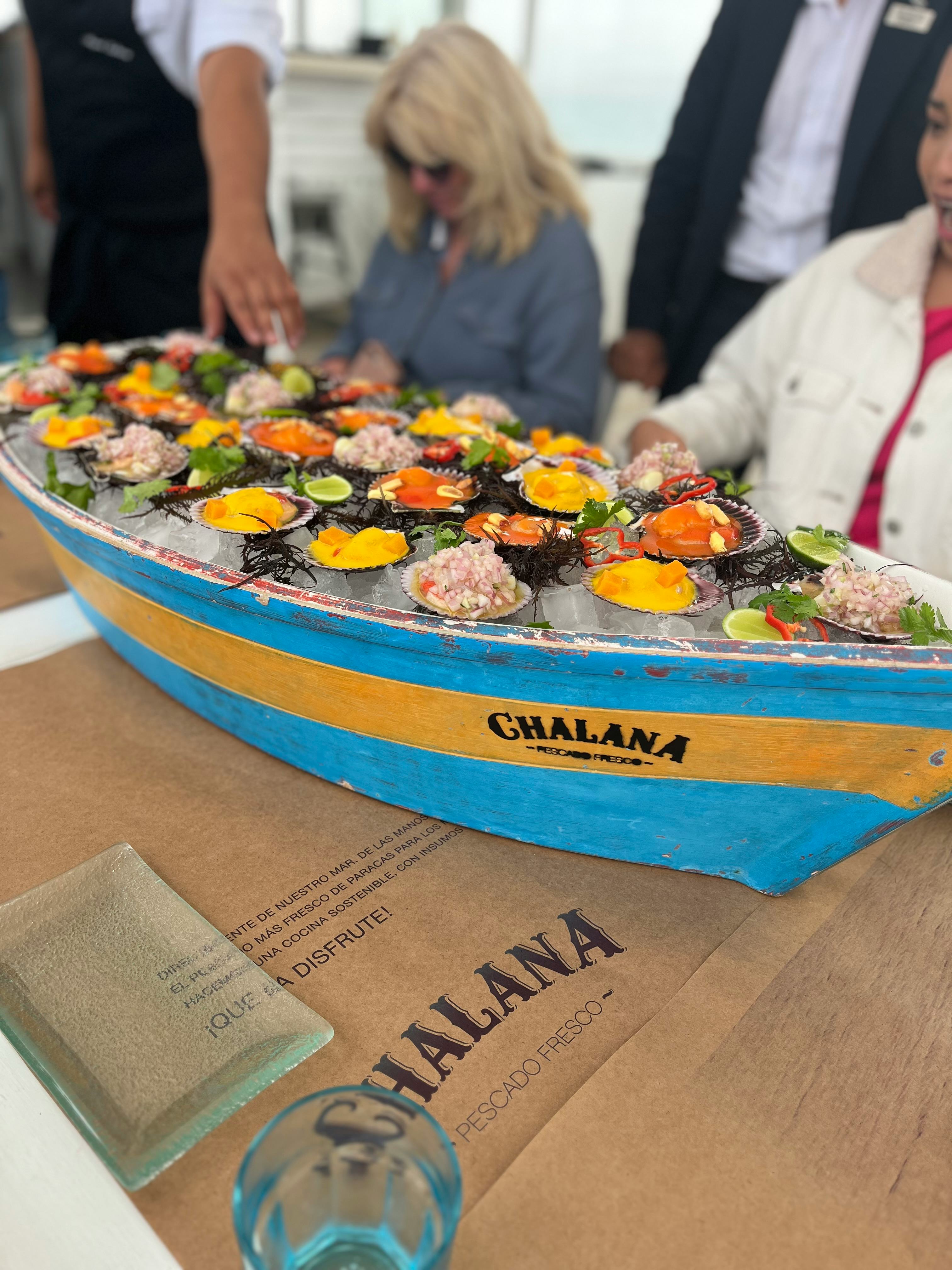 Scallops at Chalana, a dockside restaurant at Hotel Paracas.