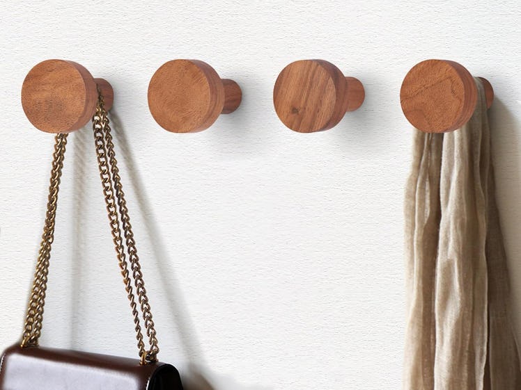 ACTESE Modern Wooden Wall Hooks Set (4-Pack)