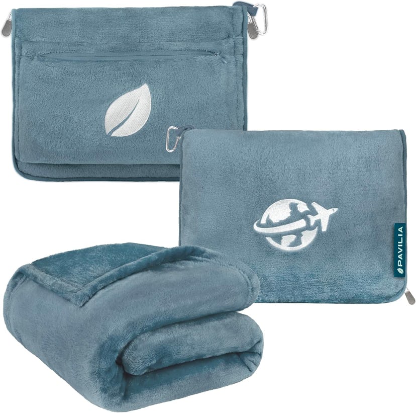 PAVILIA Travel Blanket and Pillow