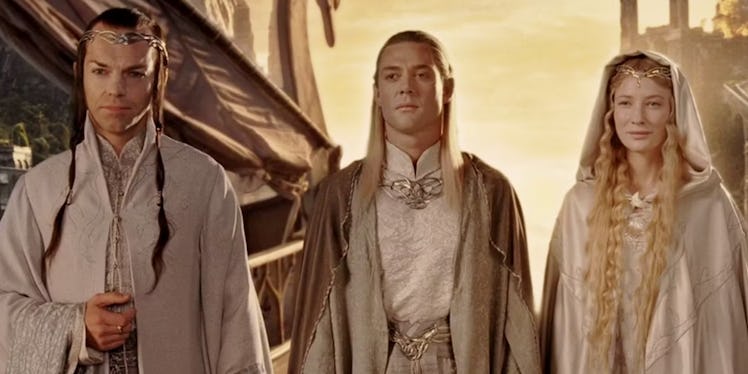 Elrond, Celeborn, and Galadriel in The Fellowship of the Ring.