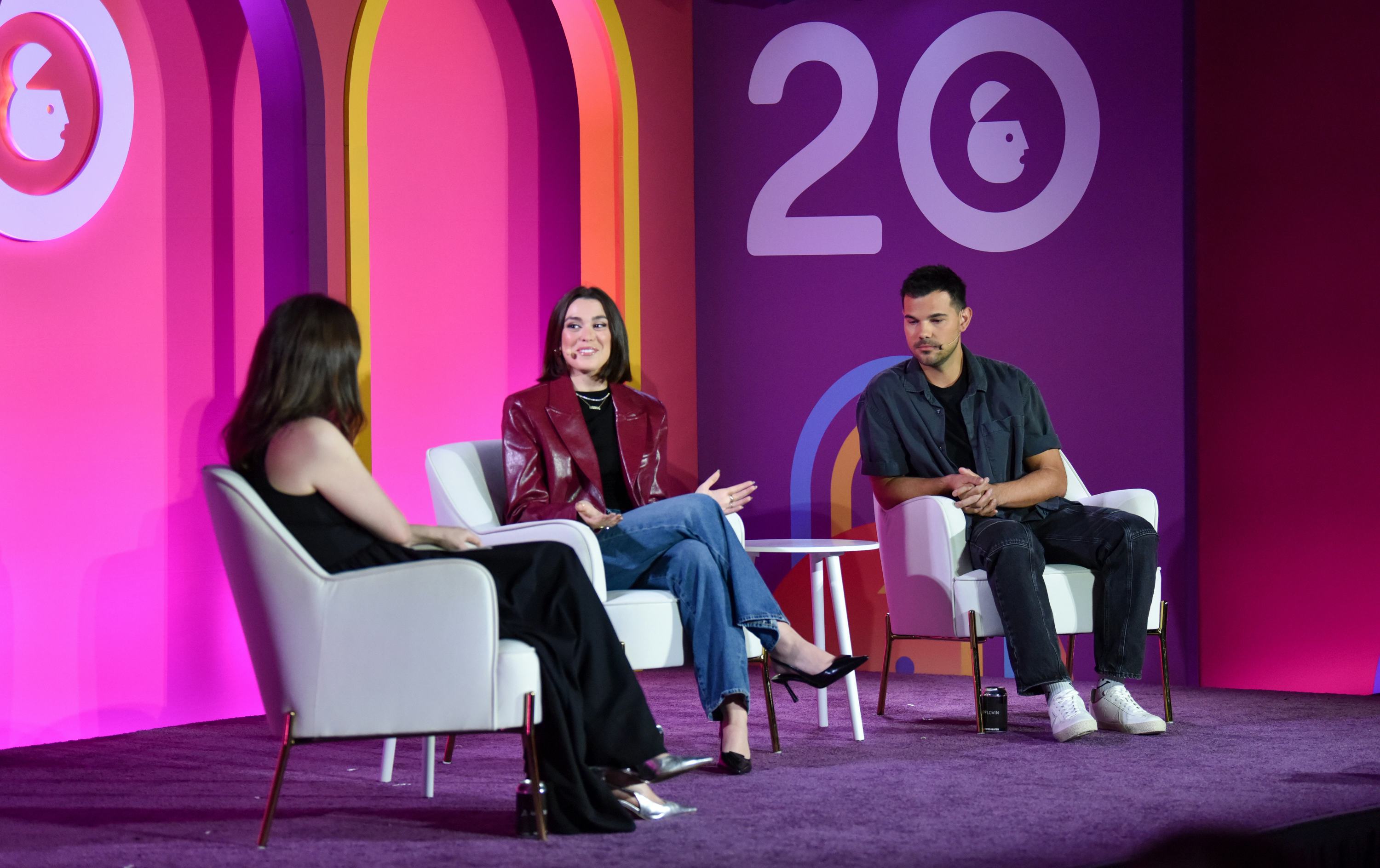 Tay Lautner speaking at a mental health panel.