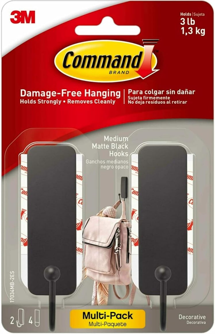 Command Medium Matte Black Wall Hooks (2-Pieces)