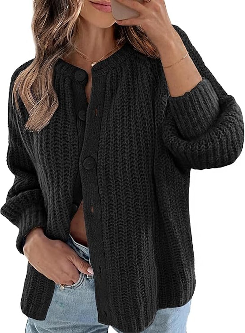 MEROKEETY Long-Sleeve Cardigan