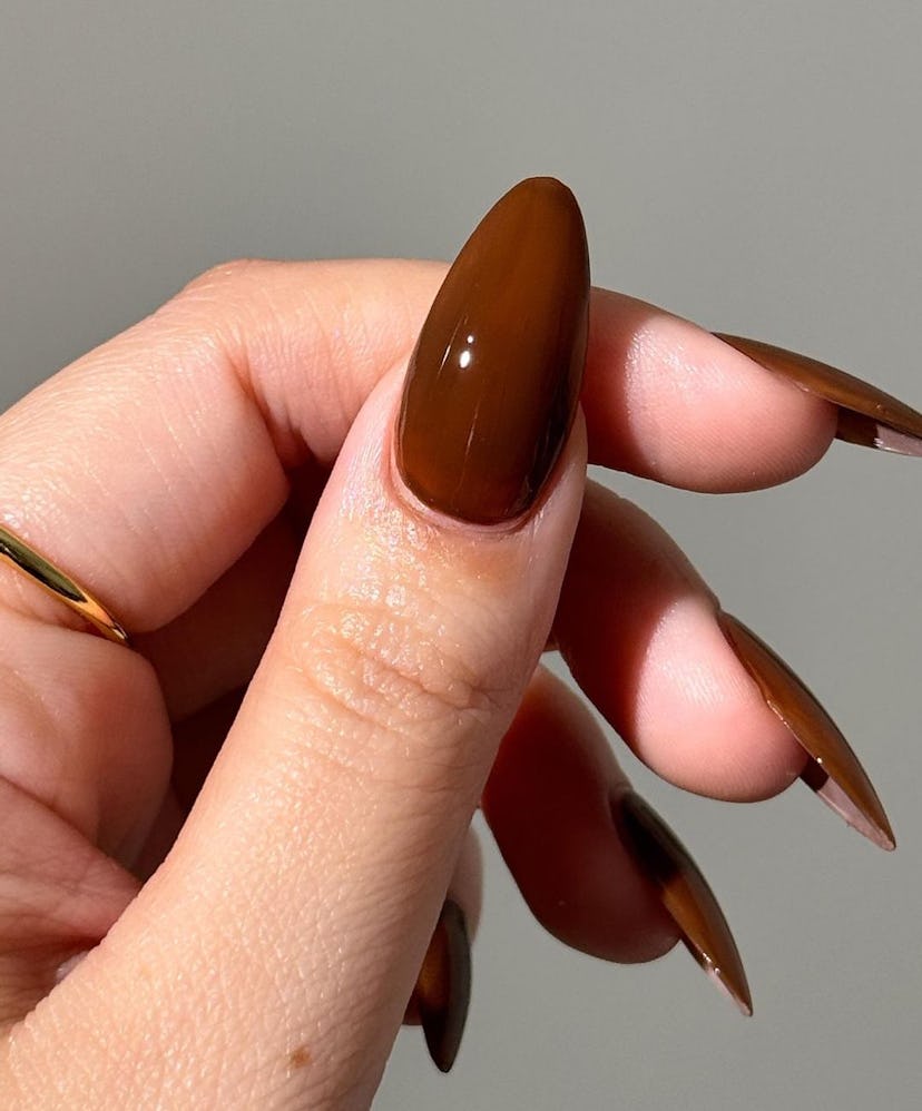 Caramel polish is on-trend for fall 2024.