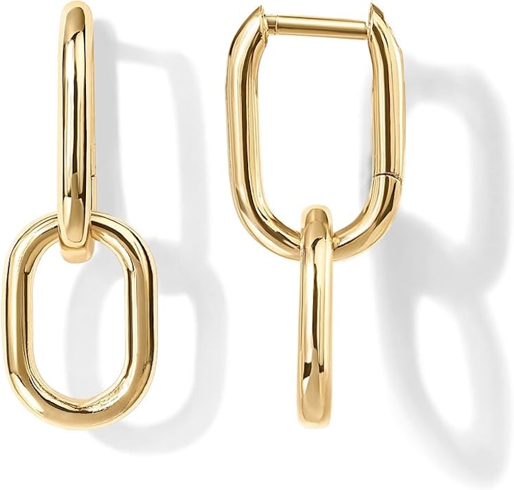 PAVOI 14-Karat Gold Convertible Link Huggie Earrings