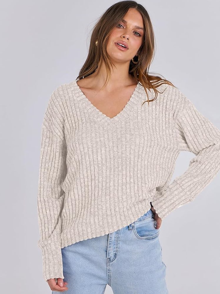 ANRABESS Long Sleeve V-Neck Top