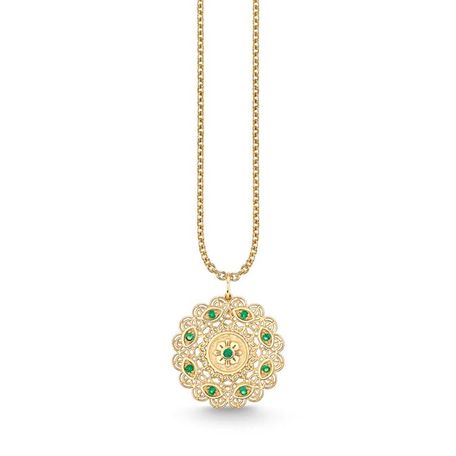 Gold & Emerald Wicked Filigree Pendant
