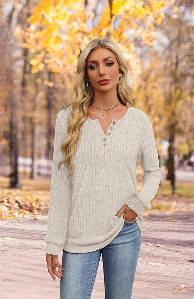 XIEERDUO Long Sleeve Henley Top 