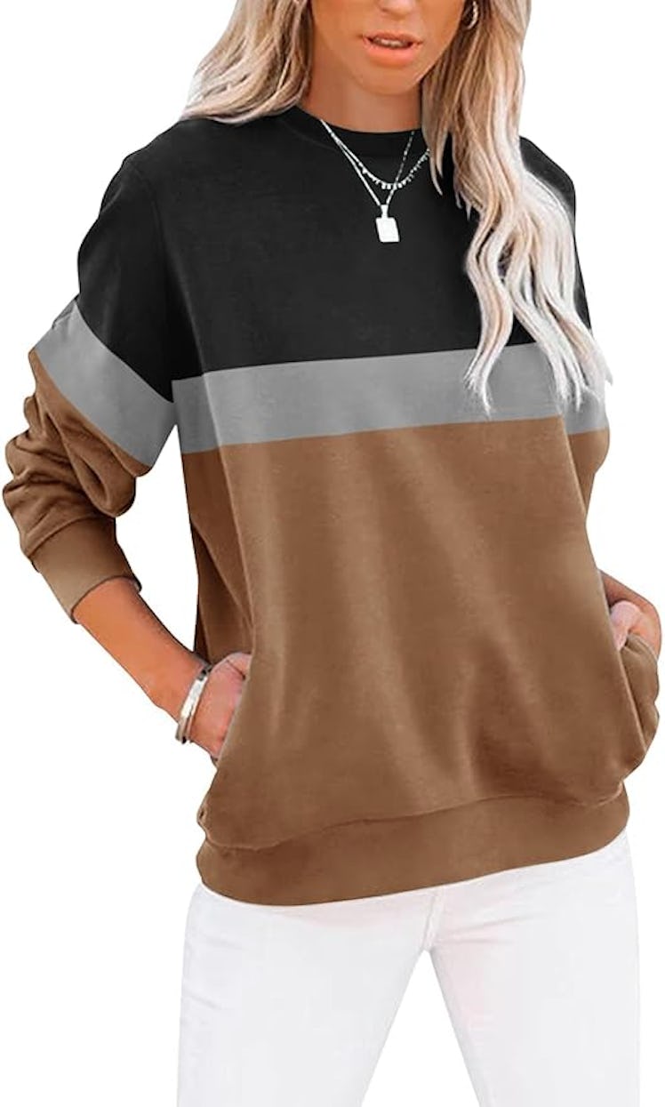 TICTICMIMI Long Sleeve Color Block Pullover