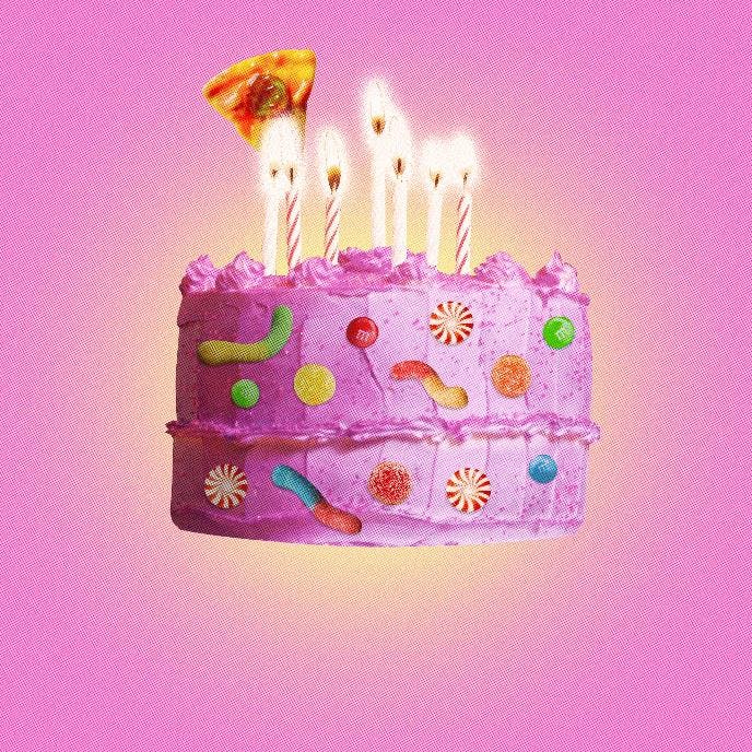 Every Year, All The Leftover Halloween Candy Goes Onto A Birthday Cake  