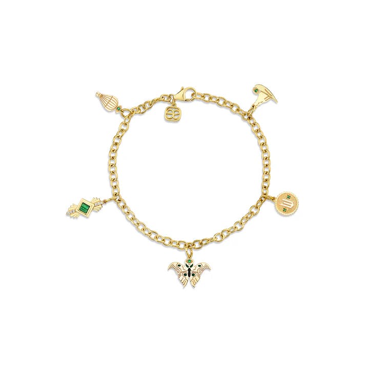Gold &amp; Diamond Wicked Elphaba Multi Charm Bracelet