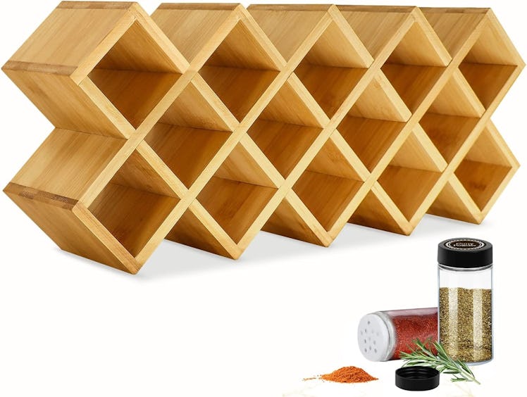 Kylinbigda Bamboo Criss Cross Spice Rack Organizer