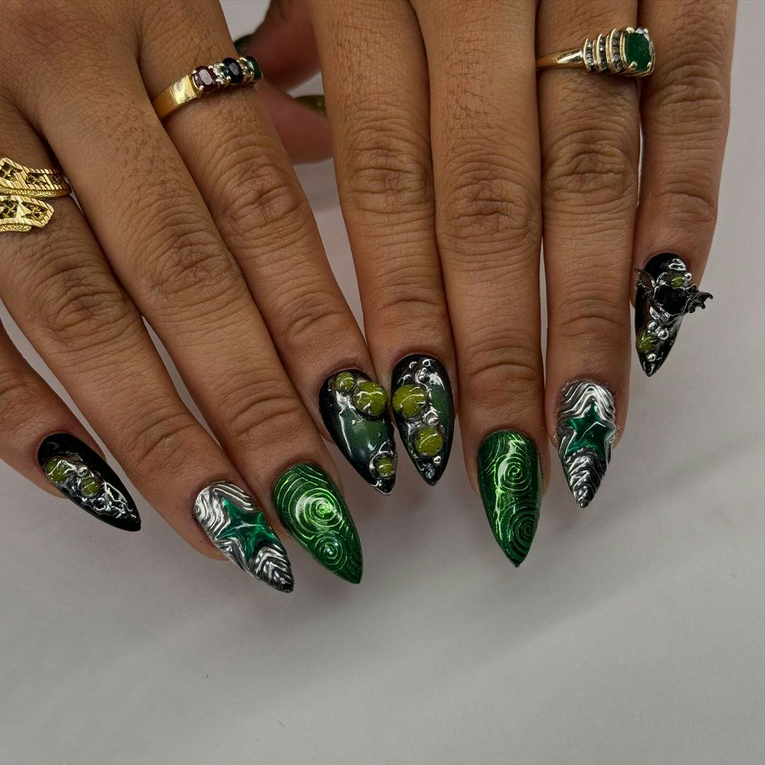 Try a pink and green &lsquo;Wicked&rsquo;-inspired manicure ahead of the film&rsquo;s premiere.