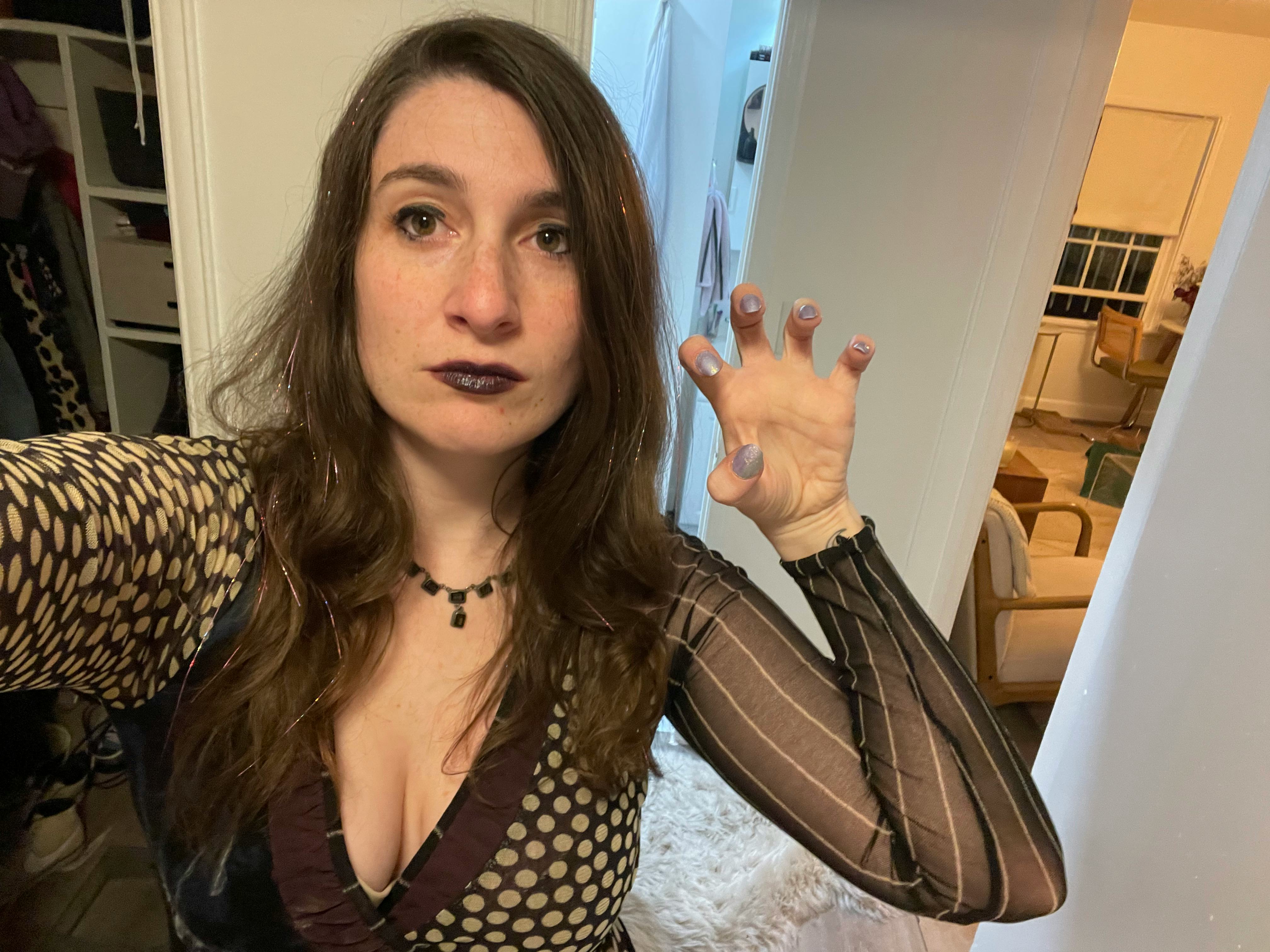 The author dressed for goth night.