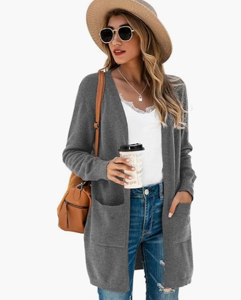 TASAMO Draped Open Front Cardigan