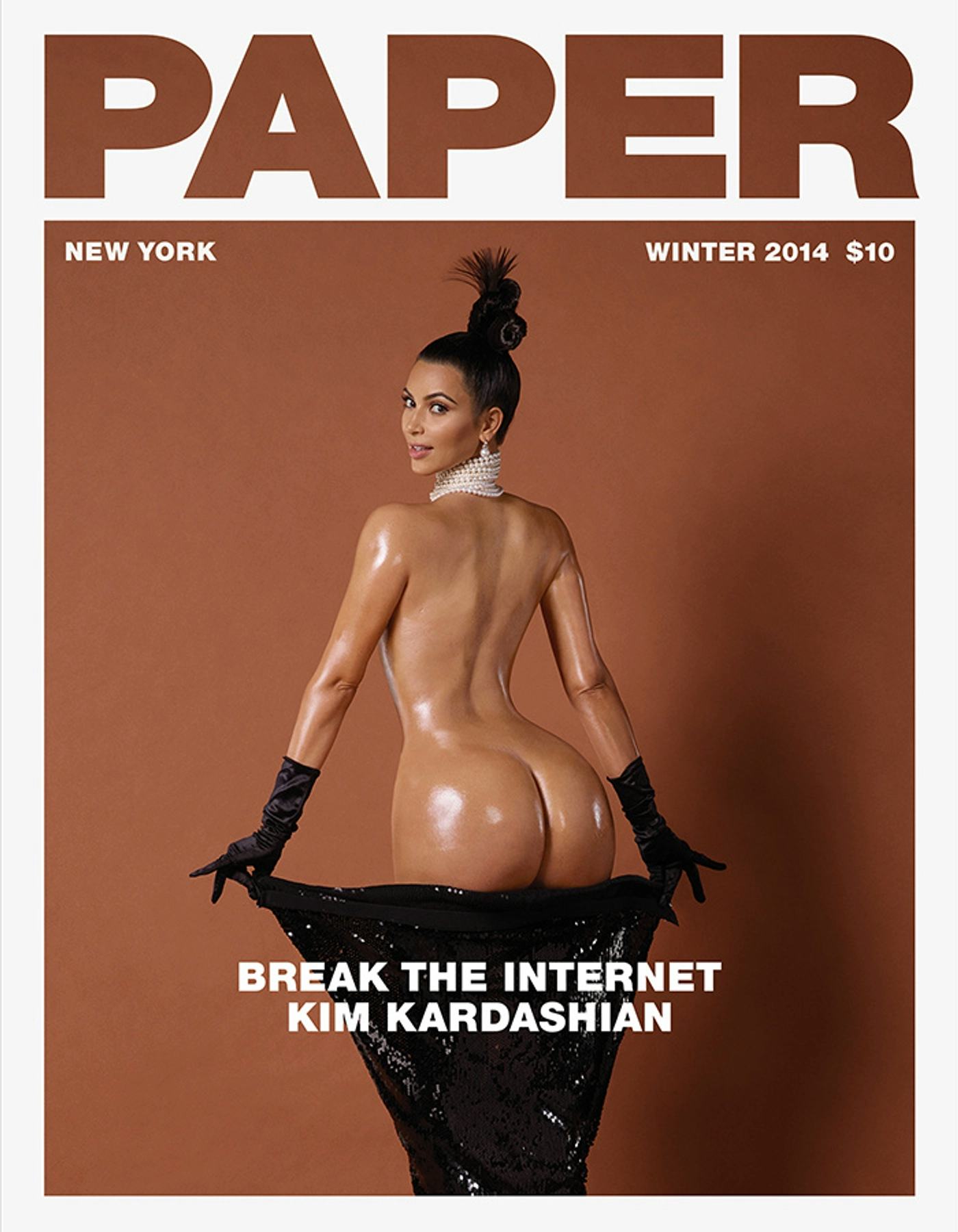 Kim Kardashian breaks the internet with her bare booty in 2014.