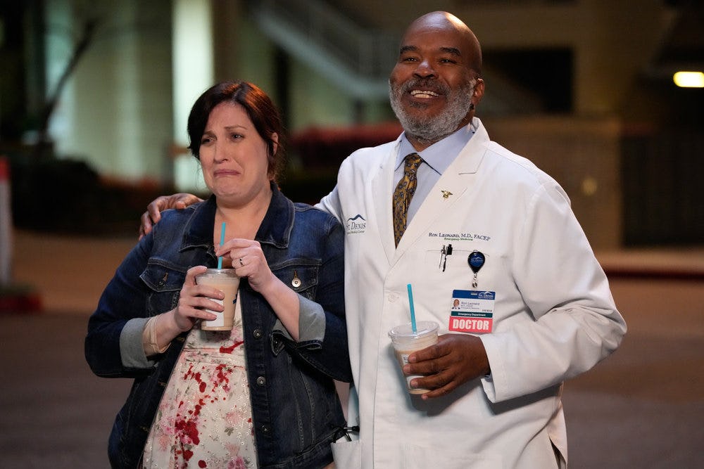 Allison Tolman and David Alan Grier from the St. Denis Medical cast.