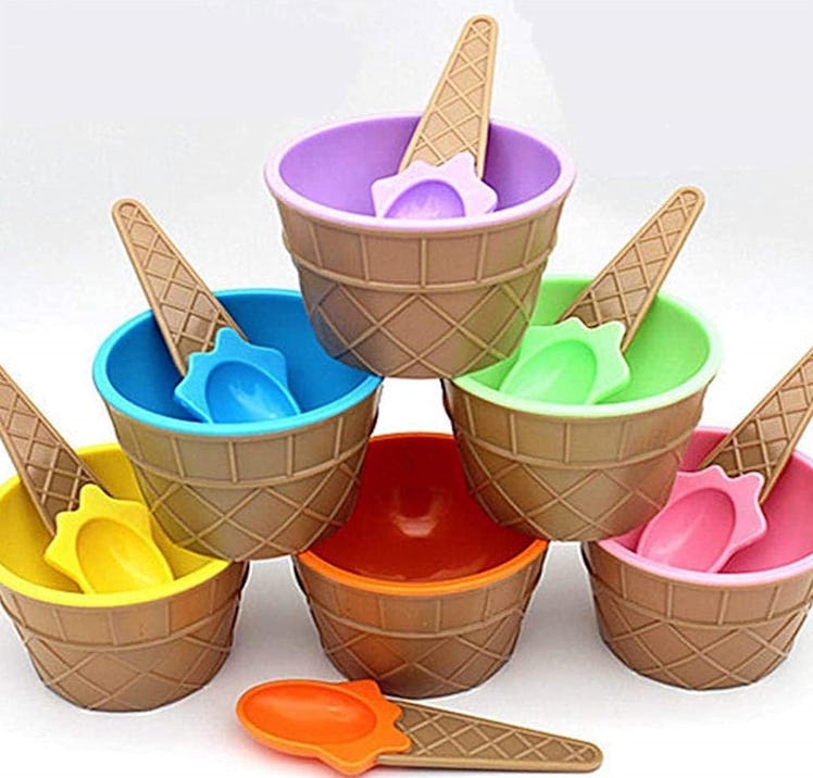 DELADOLA Cartoon Candy Color Ice Cream Bowl (Set of 6)