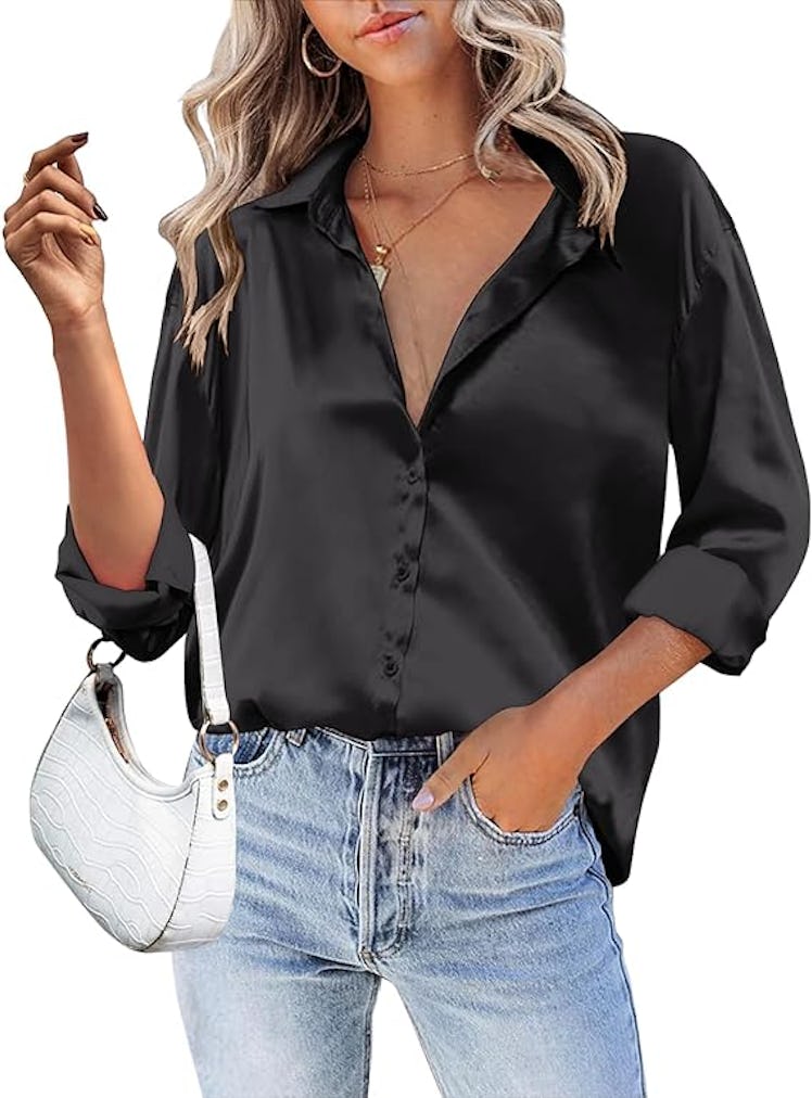 HOTOUCH Satin Button-Down Shirt