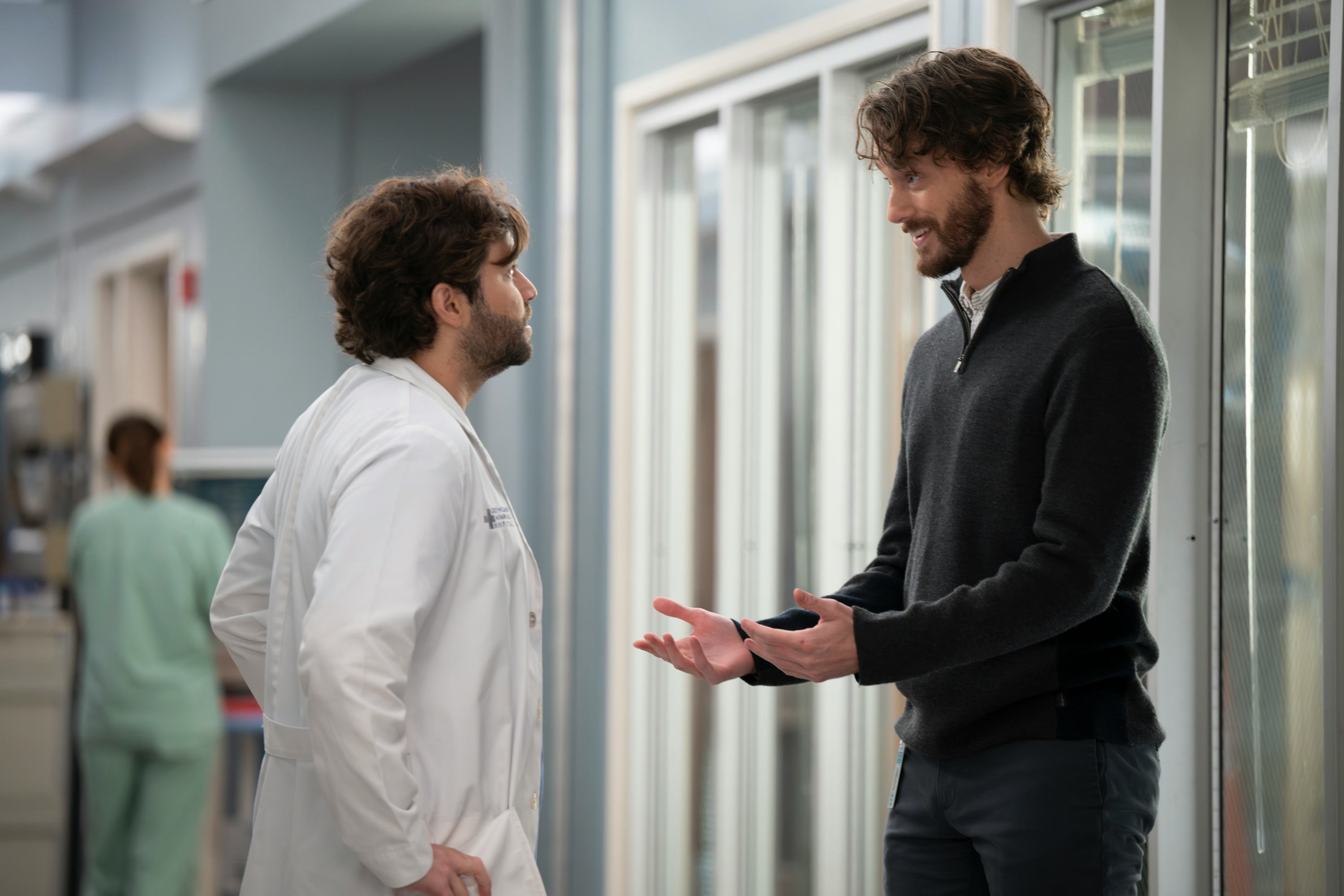 Jake Borelli and Michael Thomas Grant on Grey&rsquo;s Anatomy. Photo via ABC