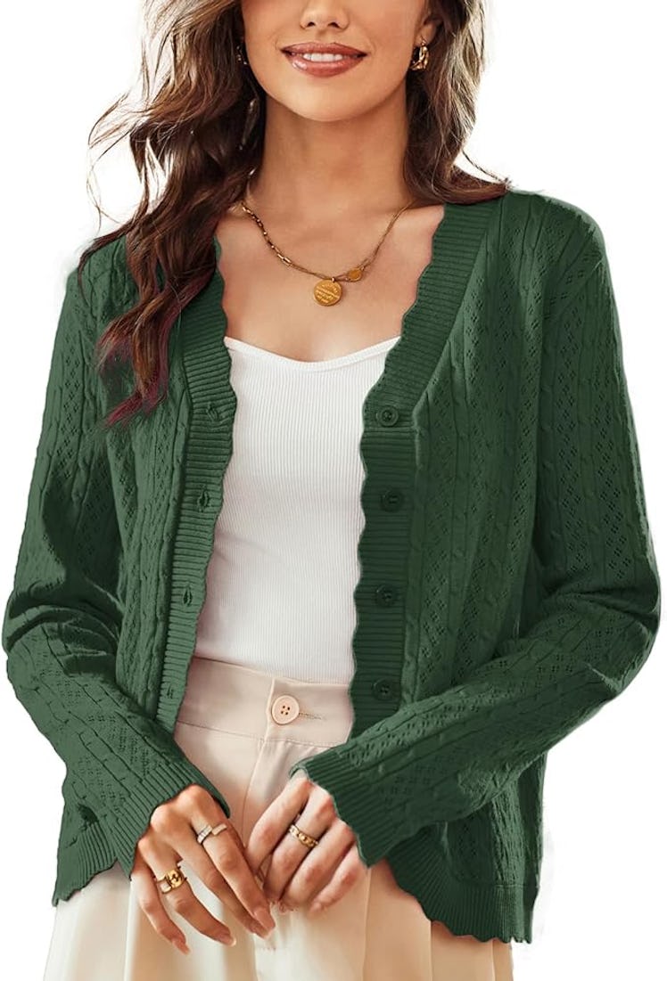 KANCY KOLE Long Sleeve Cropped Cardigan Sweater