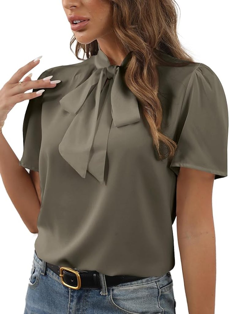 Rooscier Neck Tie Blouse