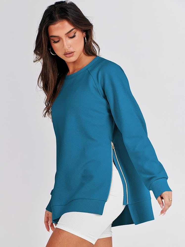 ANRABESS Oversized Zippered Sweatshirt 