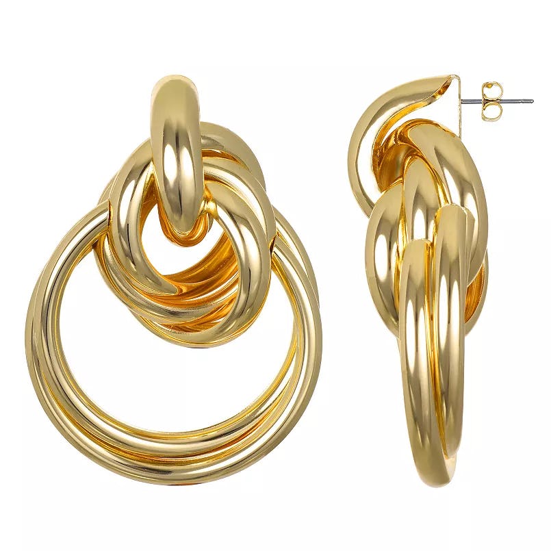 Emberly Gold Tone Knotted Circular Drop Earrings
