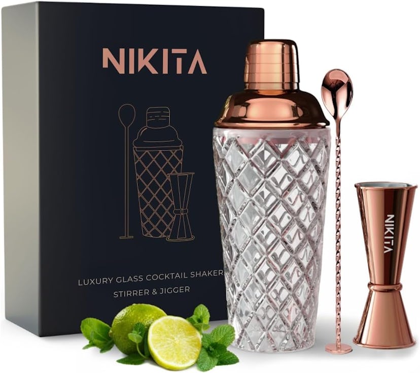 Nikita By Niki Rose Gold Cocktail Shaker Set (5 Pieces)